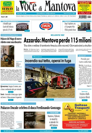 Prima pagina La Voce di Mantova di oggi - Quotidiano regionale