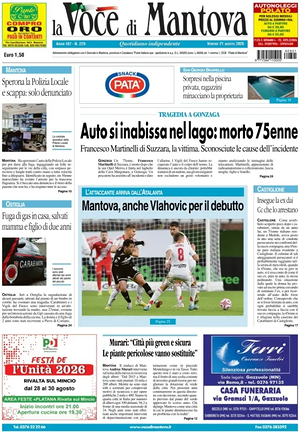 Prima pagina La Voce di Mantova di oggi - Quotidiano regionale