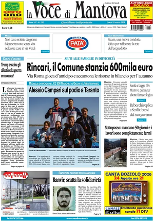 Prima pagina La Voce di Mantova di oggi - Quotidiano regionale