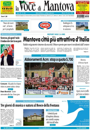 Prima pagina La Voce di Mantova di oggi - Quotidiano regionale