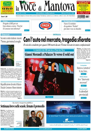 Prima pagina La Voce di Mantova di oggi - Quotidiano regionale