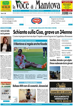 Prima pagina La Voce di Mantova di oggi - Quotidiano regionale