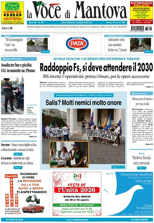 Prima pagina La Voce di Mantova di oggi - Quotidiano regionale