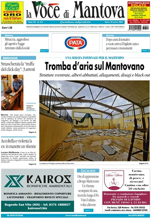 Prima pagina La Voce di Mantova di oggi - Quotidiano regionale