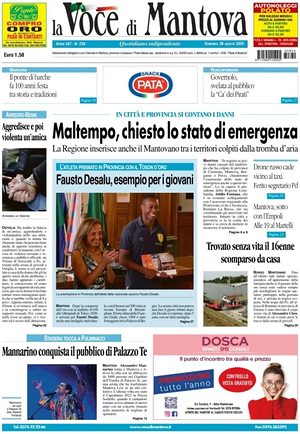 Prima pagina La Voce di Mantova di oggi - Quotidiano regionale