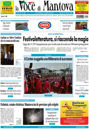 Prima pagina La Voce di Mantova di oggi - Quotidiano regionale