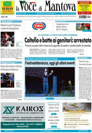 Prima pagina La Voce di Mantova di oggi - Quotidiano regionale