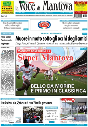 Prima pagina La Voce di Mantova di oggi - Quotidiano regionale