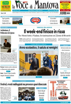 Prima pagina La Voce di Mantova di oggi - Quotidiano regionale