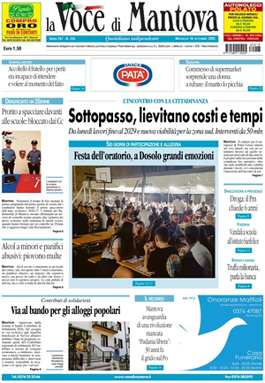 Prima pagina La Voce di Mantova di oggi - Quotidiano regionale