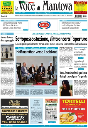 Prima pagina La Voce di Mantova di oggi - Quotidiano regionale