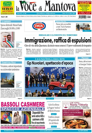 Prima pagina La Voce di Mantova di oggi - Quotidiano regionale