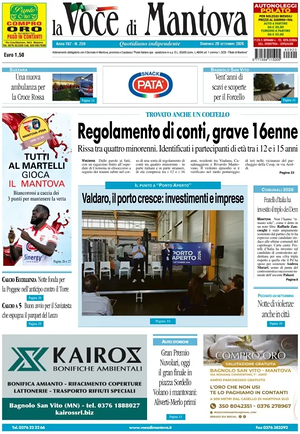Prima pagina La Voce di Mantova di oggi - Quotidiano regionale