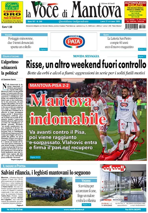 Prima pagina La Voce di Mantova di oggi - Quotidiano regionale
