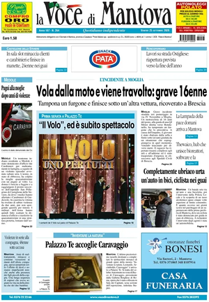 Prima pagina La Voce di Mantova di oggi - Quotidiano regionale