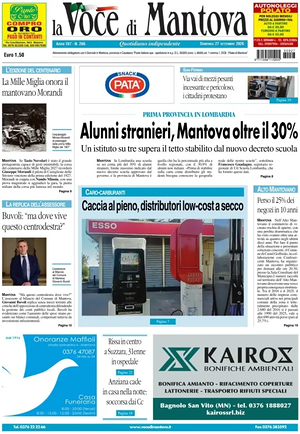 Prima pagina La Voce di Mantova di oggi - Quotidiano regionale