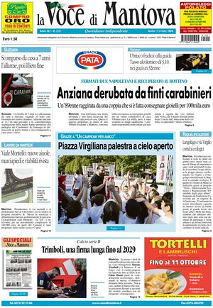 Prima pagina La Voce di Mantova di oggi - Quotidiano regionale