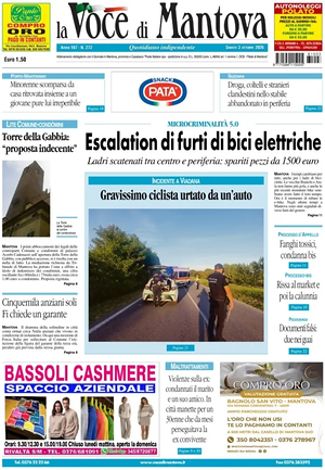 Prima pagina La Voce di Mantova di oggi - Quotidiano regionale