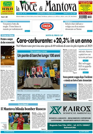 Prima pagina La Voce di Mantova di oggi - Quotidiano regionale