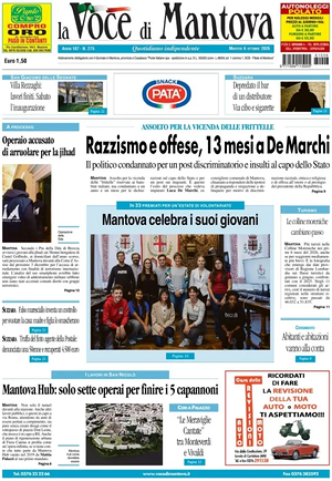 Prima pagina La Voce di Mantova di oggi - Quotidiano regionale