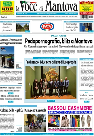 Prima pagina La Voce di Mantova di oggi - Quotidiano regionale