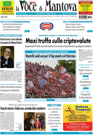Prima pagina La Voce di Mantova di oggi - Quotidiano regionale