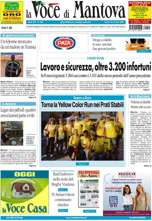 Prima pagina La Voce di Mantova di oggi - Quotidiano regionale