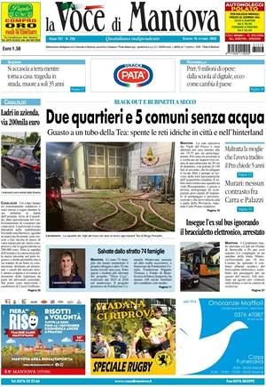 Prima pagina La Voce di Mantova di oggi - Quotidiano regionale