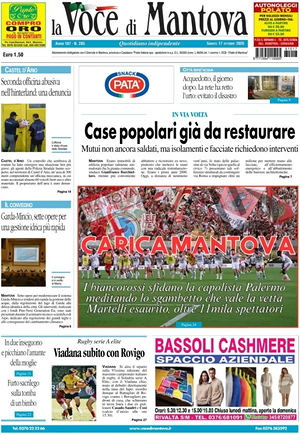 Prima pagina La Voce di Mantova di oggi - Quotidiano regionale
