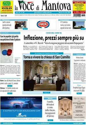 Prima pagina La Voce di Mantova di oggi - Quotidiano regionale