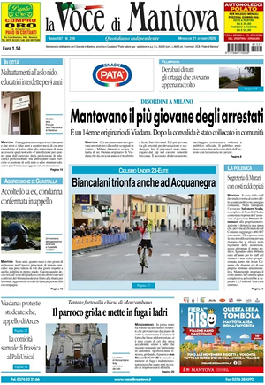 Prima pagina La Voce di Mantova di oggi - Quotidiano regionale