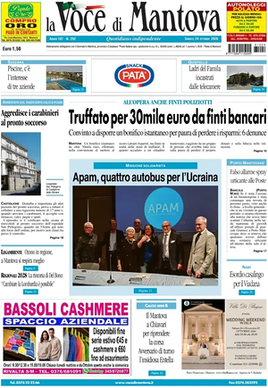 Prima pagina La Voce di Mantova di oggi - Quotidiano regionale