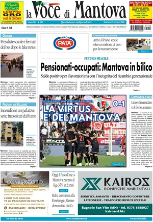 Prima pagina La Voce di Mantova di oggi - Quotidiano regionale