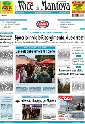 Prima pagina La Voce di Mantova di oggi - Quotidiano regionale