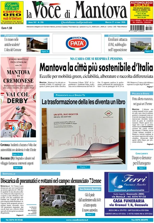 Prima pagina La Voce di Mantova di oggi - Quotidiano regionale