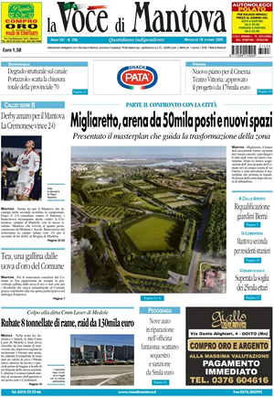 Prima pagina La Voce di Mantova di oggi - Quotidiano regionale