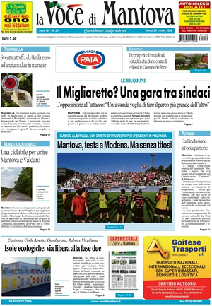 Prima pagina La Voce di Mantova di oggi - Quotidiano regionale