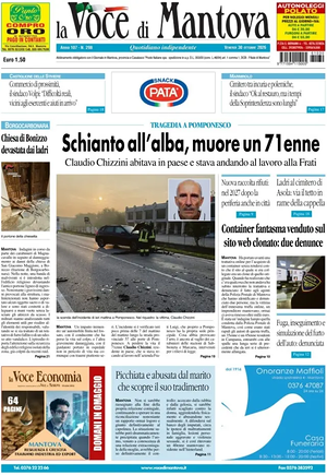 Prima pagina La Voce di Mantova di oggi - Quotidiano regionale