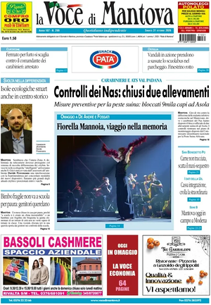 Prima pagina La Voce di Mantova di oggi - Quotidiano regionale