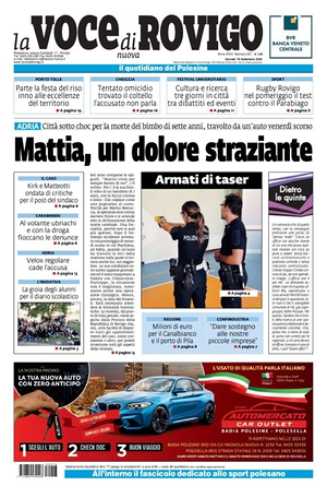 Prima pagina La Voce di Rovigo di oggi - Quotidiano regionale