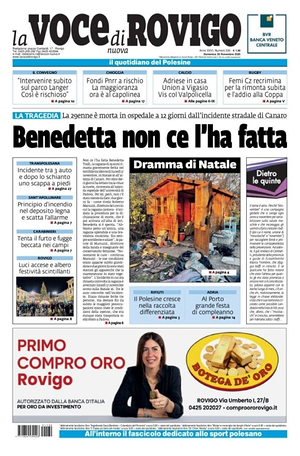 Prima pagina La Voce di Rovigo di oggi - Quotidiano regionale