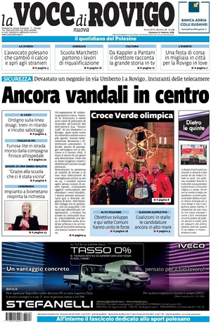 Prima pagina La Voce di Rovigo di oggi - Quotidiano regionale