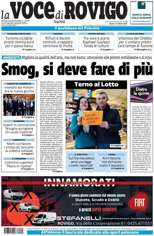 Prima pagina La Voce di Rovigo di oggi - Quotidiano regionale