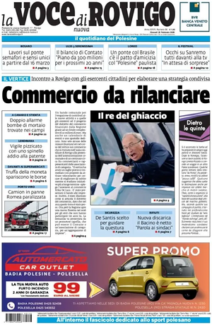 Prima pagina La Voce di Rovigo di oggi - Quotidiano regionale