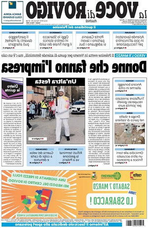 Prima pagina La Voce di Rovigo di oggi - Quotidiano regionale