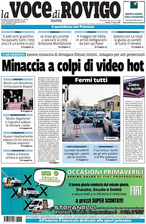 Prima pagina La Voce di Rovigo di oggi - Quotidiano regionale