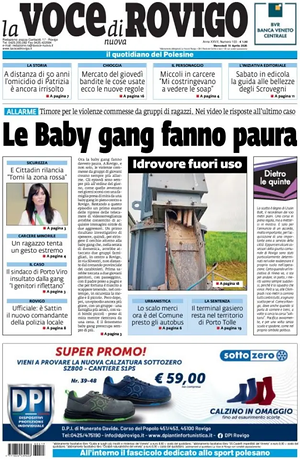 Prima pagina La Voce di Rovigo di oggi - Quotidiano regionale