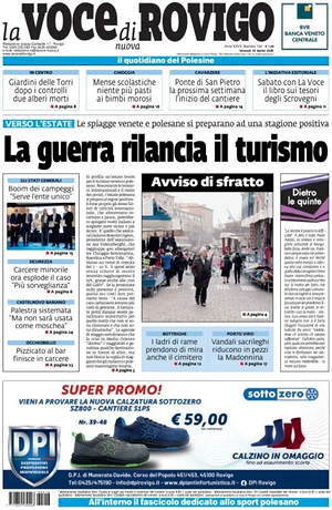 Prima pagina La Voce di Rovigo di oggi - Quotidiano regionale