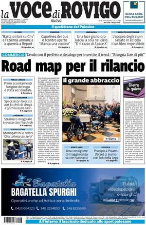 Prima pagina La Voce di Rovigo di oggi - Quotidiano regionale