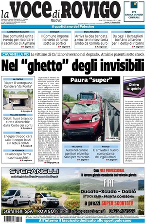 Prima pagina La Voce di Rovigo di oggi - Quotidiano regionale